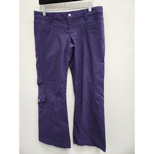 Athleta Womens Cargo Flared Leg Hiking Pants Size 10 Petite Purple Nylon Casual
